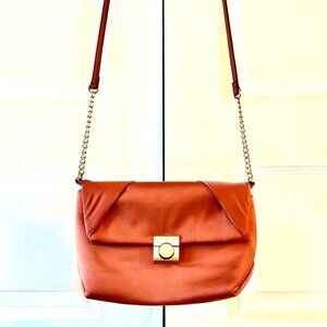 New A NEW DAY Apricot Satin Gold Chain Crossbody Handbag